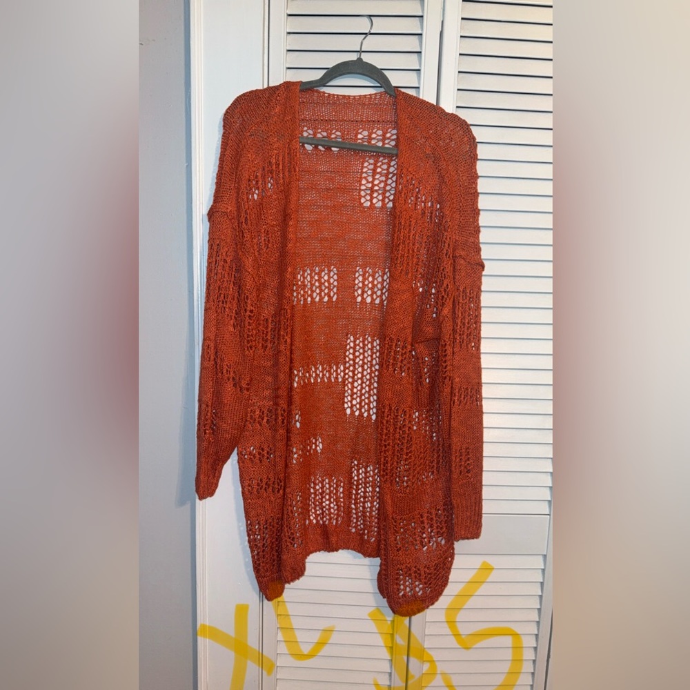 Women's Rust Open-Knit Sweater